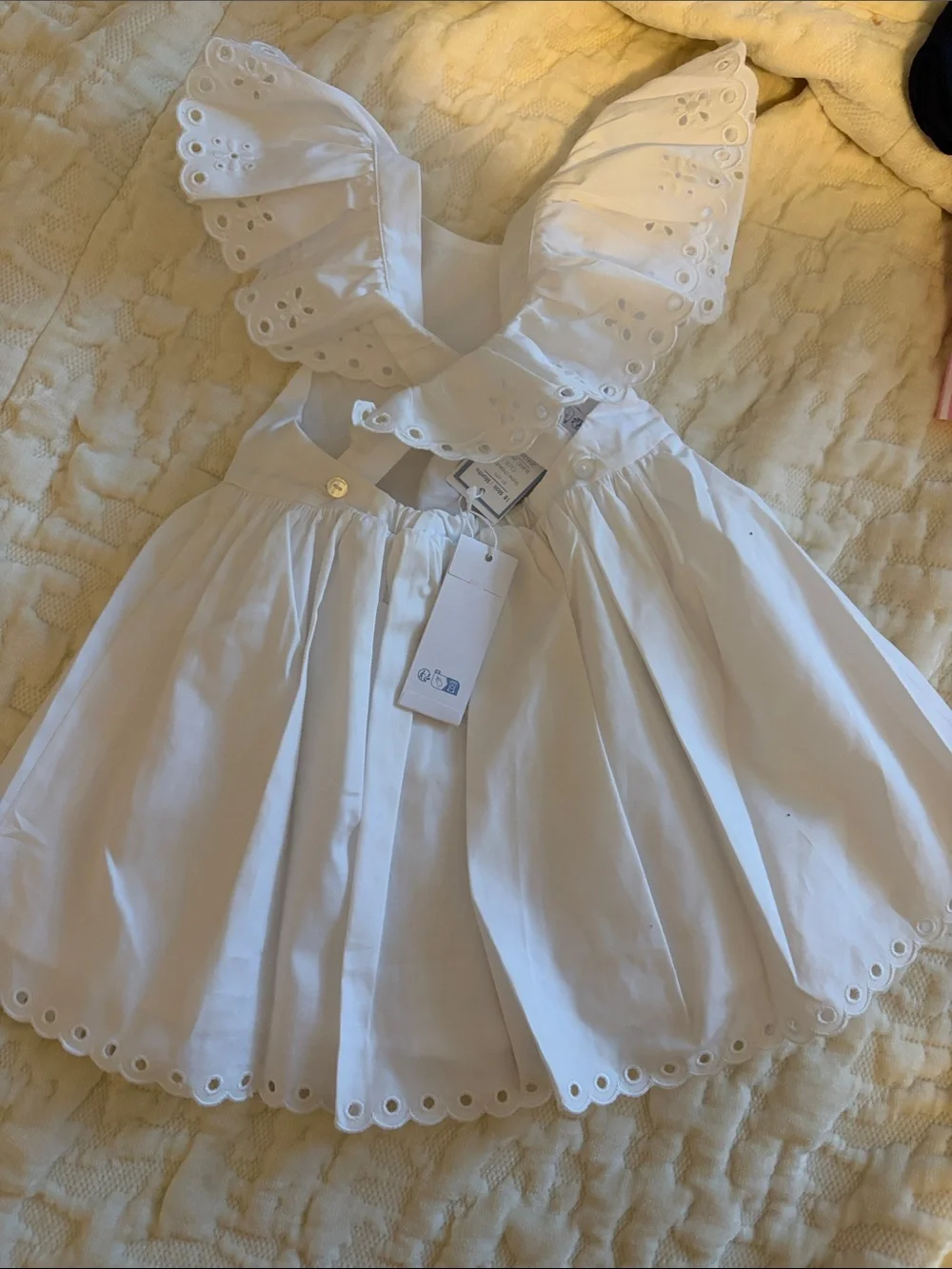 Girls White Eyelet Cotton Dress jacadi